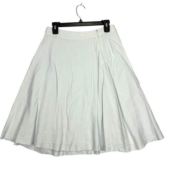 Banana Republic Linen Skirt Pale Blue Size 2 Stretch High Waist Midi A-Line - Picture 2 of 14